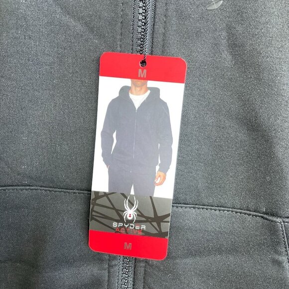 NEW Spyder Active Men's M Black Zip-Up Hoodie Sweatshirt i39 - Picture 8 of 10